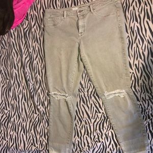 Green Distresses Jeans